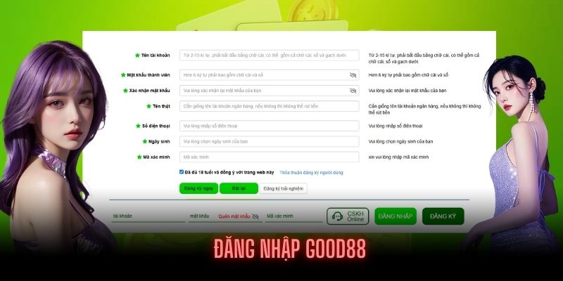 Những bước cơ bản khi đăng nhập GOOD88